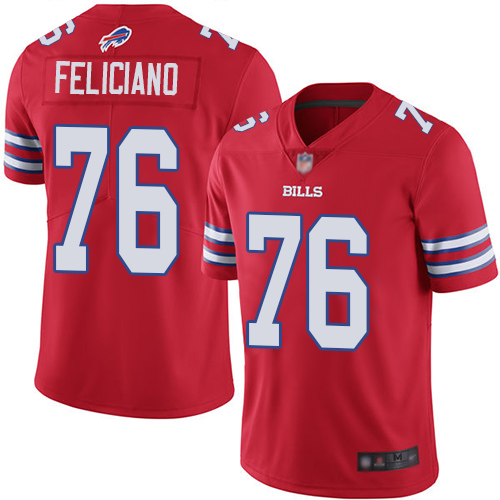 Men Buffalo Bills #76 Jon Feliciano Limited Red Rush Vapor Untouchable NFL Jersey